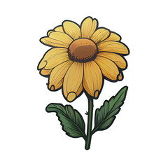 Cute yellow flower hand drawn element, perfect for decorating  Valentine Day or Mother Day card.