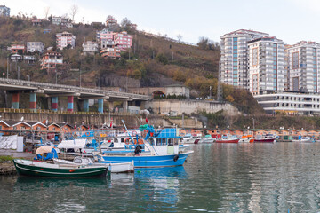 Arakli fishing harbor, Trabzon, Turkey. Coastal view