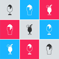 Set Glass of beer, and Cocktail icon. Vector
