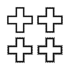 Zigzag Edge Hollow Cross Stroke Shapes