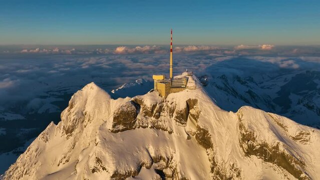 Aerial View of the Mountain Seantis in the Swiss Alps, Switzerland. Santis
