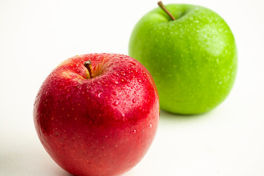 red and green apples isolated on white