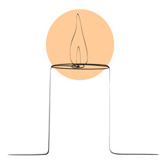 continuous one line drawing of a burning candle.