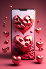 Valentine day background with Red Heart Shape for theme and wallpaper