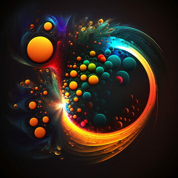 Esplosione di particelle subatomiche, arte astratta, space collision