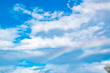 Rainbow Against Tropical Blue Sky in Hawaii