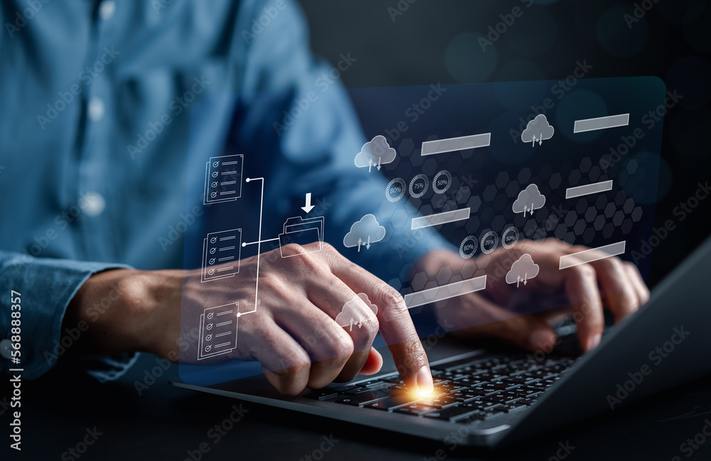 Aufkleber Document Management System, online documentation database and process automation to efficiently manage files, knowledge and documentation in enterprise with ERP. Corporate business technology, DMS