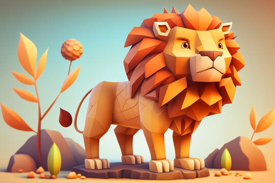lion kit illustration cartoon, generative ai