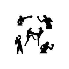 boxing set silhouette icon logo