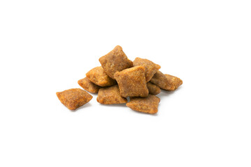 dry food squares for animals on a white background