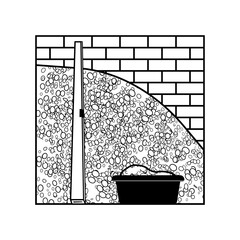 Icon black and white image of plaster construction work