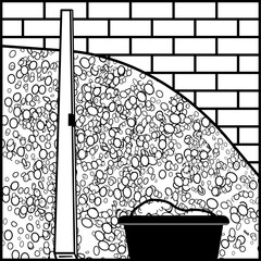 Icon black and white image of plaster construction work