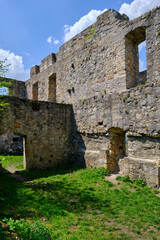 Burgruine Bramberg im Naturpark Ha&szlig;berge, Landkreis Ha&szlig;furt,  Unterfranken, Franken, Bayern, Deutschland