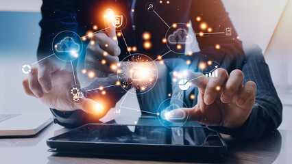 Digital transformation technology strategy, IoT, internet of things. transformation of ideas and the adoption of technology in business in the digital age, enhancing global business capabilities. Ai