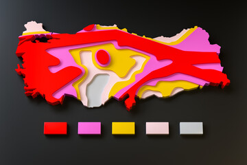 Turkey Earthquake Map. 3d Illustration