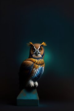 Un hiboux sur un fond bleu - generative Ai.