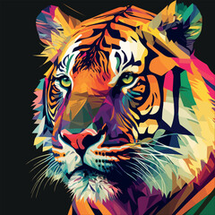 Colorful tiger pop art vector illustration