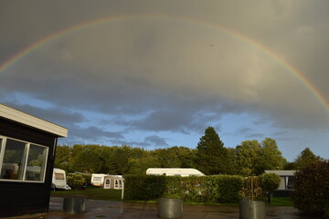 Rainbow over campsite in Copenhagen; Denmark; Island Zealand.