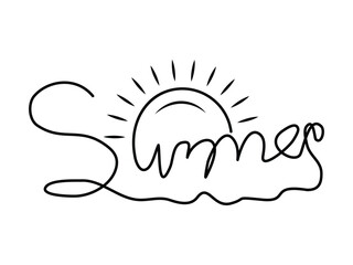 Summer hand drawn lettering design with sun, stylish brush calligraphy design for tshirt design, website cover, poster, and banner design