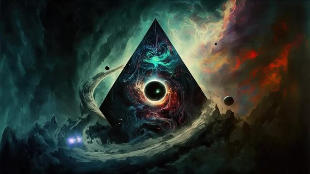 Surreal Fantasy Abstract Space Cosmic Pyramid Void Eye of the Storm Background 