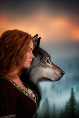 3D illustration of a fantasy medieval woman. © IG Digital Arts