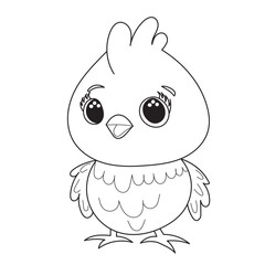 chicken character coloring book sketch isolated