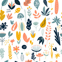 Fototapeta na wymiar abstract plant background in flat style, vector