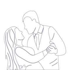 portrait man and woman sketch isolated vector