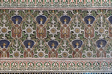 Africa, Morocco, Beautiful hand-carved plaster detail of Moorish design