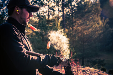 Professional Skeet Shooter After Successful Shot