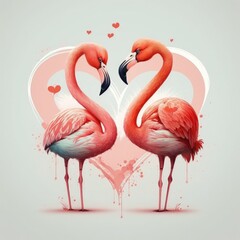 cute couple of flamingos blowing hearts, love, valentine, vector 
 AI assisted finalized in Photoshop by me 