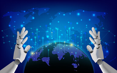 Technology artificial intelligence of futuristic background.technological development illustration,vector