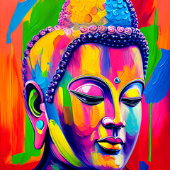 Colorful illustration of Buddha