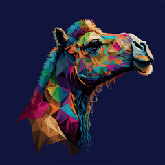 Colorful camel pop art vector illustration