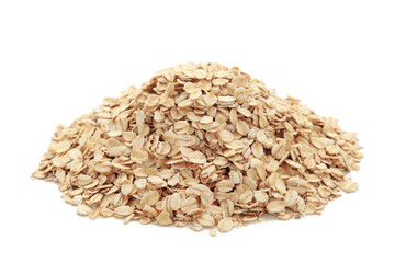 Pile of oatmeal isolated on white background