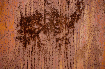old metal wall covered with rust close-up