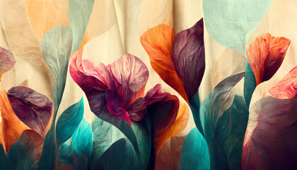 background with flowers, Abstract gradient colored Paper Wrinkle flowers wallpaper. Generative AI