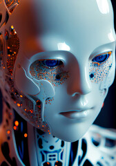 Closeup of humanoid cyber man. Generative Ai