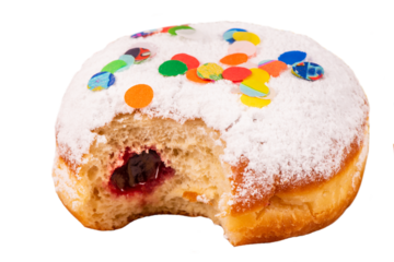 Faschingskrapfen mit Konfetti an Karneval