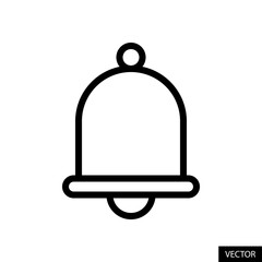 Notification bell, doorbell vector icon in line style design for website, app, UI, isolated on white background. Editable stroke. Vector illustration.