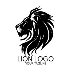 Silhouette art lion logo, vector template