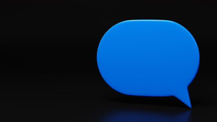 Blue speech bubble on a black background