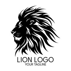 Silhouette art lion logo, vector template