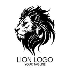 Silhouette art lion logo, vector template