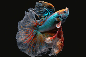 Fototapeta premium Generative AI illustration of wonderful and colorful betta fish
