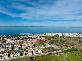 Aerial view, Colonia de Sant Pere near Betlem, Region Arta, Mallorca, Balearic Islands, Spain