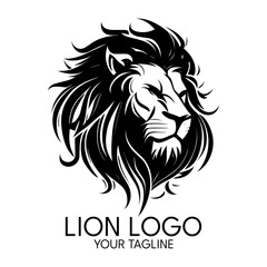Silhouette art lion logo, vector template