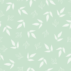 Leaves and branches repeat pattern. Floral pattern design. Botanical tile. Good for prints, wrappings, textiles and fabrics.