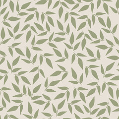 Leaves and branches repeat pattern. Floral pattern design. Botanical tile. Good for prints, wrappings, textiles and fabrics.