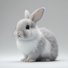 Close-up of a cute and funny rabbit smiling, isolated on white background.